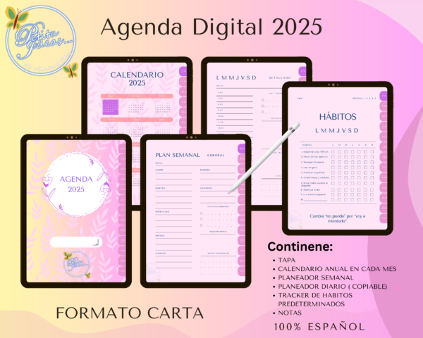 Agenda digital 2025 Rosé Vertical (FORMATO CARTA)